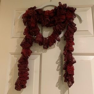 Handmade Maroon Sparkly Ruffled Scarf